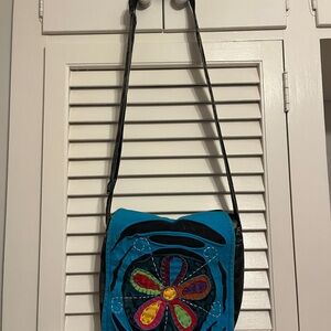 Colorful Floral Embroidered Shoulder Bag